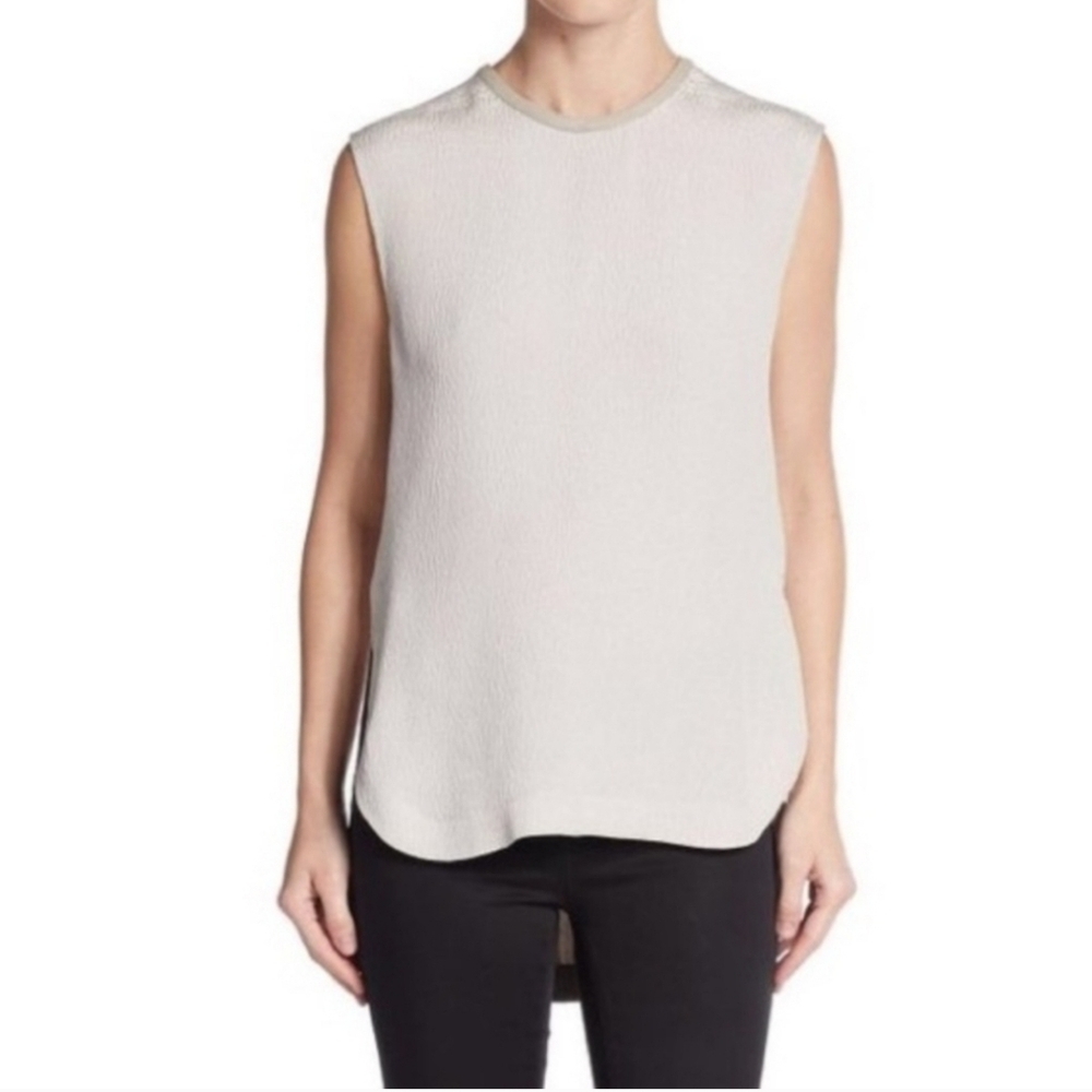 Helmut Lang Silk And Lamb Leather Sleeveless Blouse